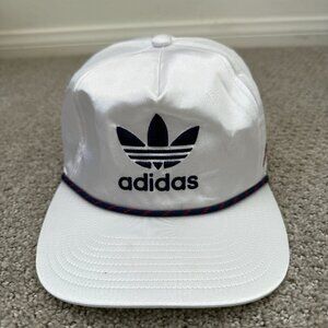 Adidas Trefoil Big Logo Snapback Hat Red White Blue Embroidered Rope Golf Satin